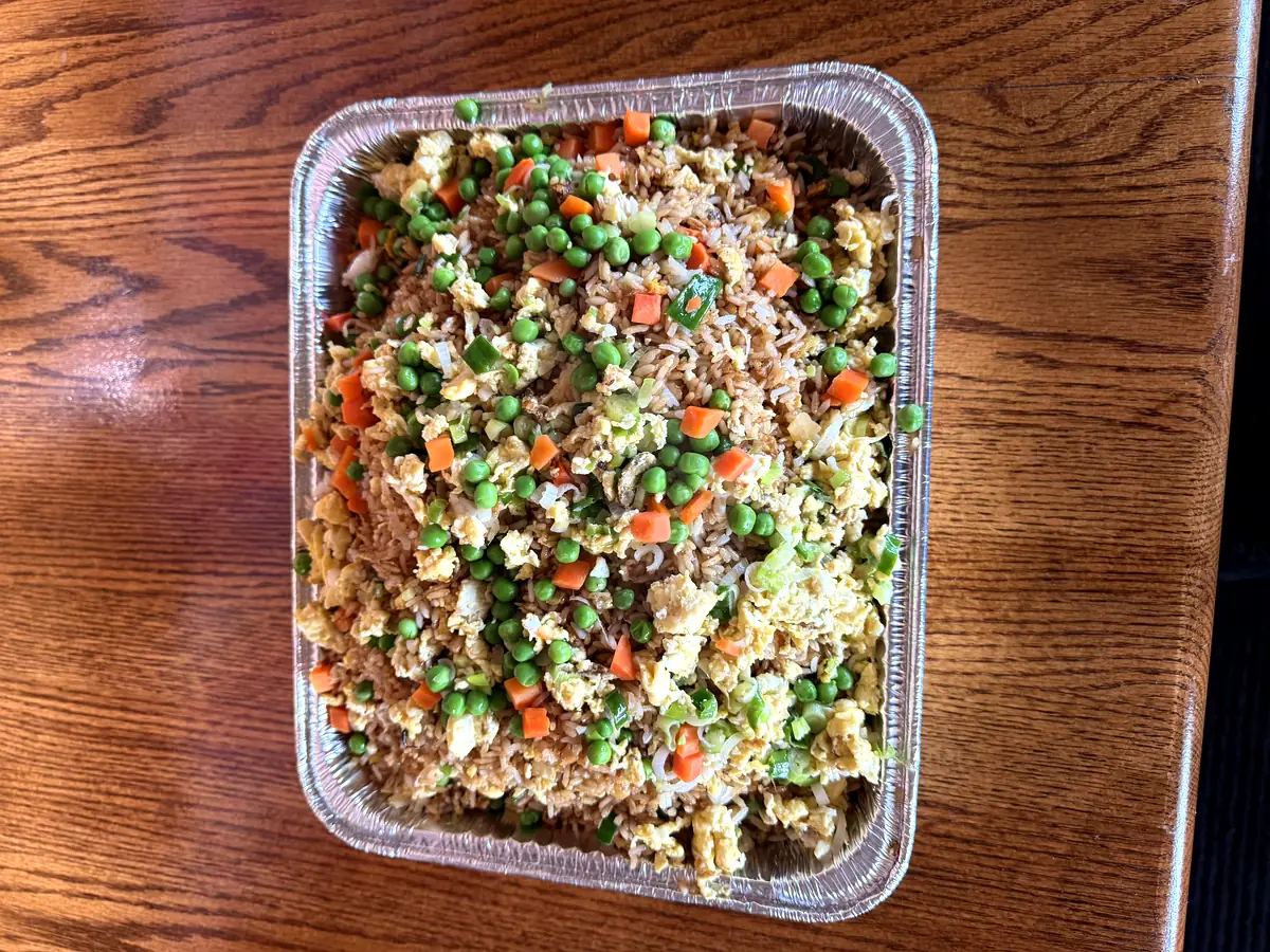 Egg fried rice catering tray prepared by Autumn Court in Phoenix