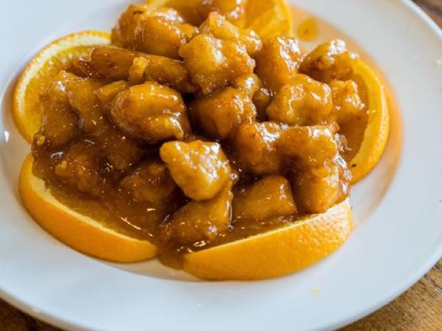 Spicy orange chicken tray, family party catering Phoenix